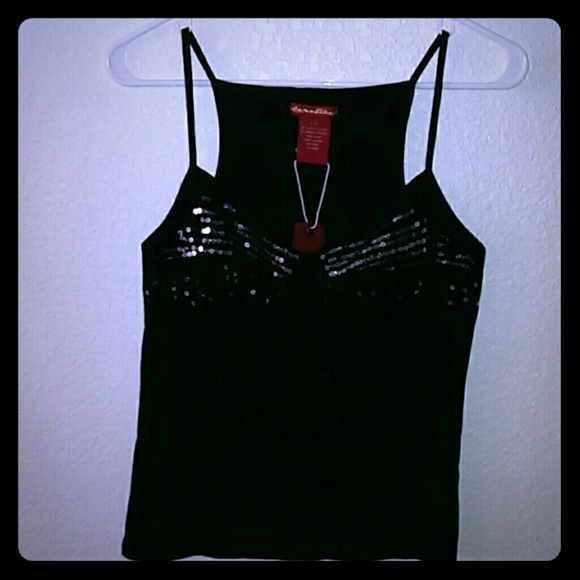 NWT black and sequined tank top size large - Picture 1 of 2