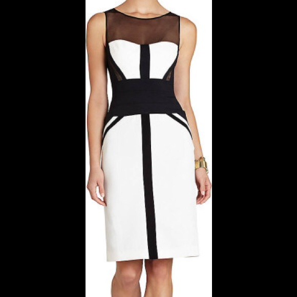 BCBG White Reina Fitted Sleeveless Dress