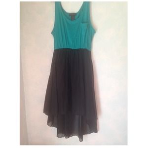 Teal and black high low dress