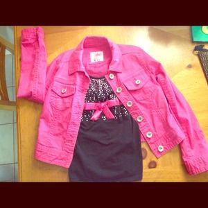 Justice denim jacket and cute tank! Size 10