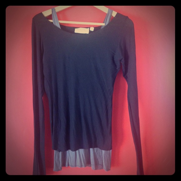 Black and gray layered top