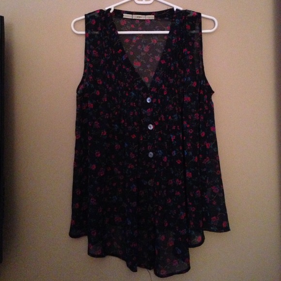 Nordstrom Sheer Top Navy Sz S