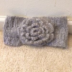 Gray Flower Wool Headband