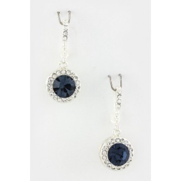 Brand new navy blue crystal earrings