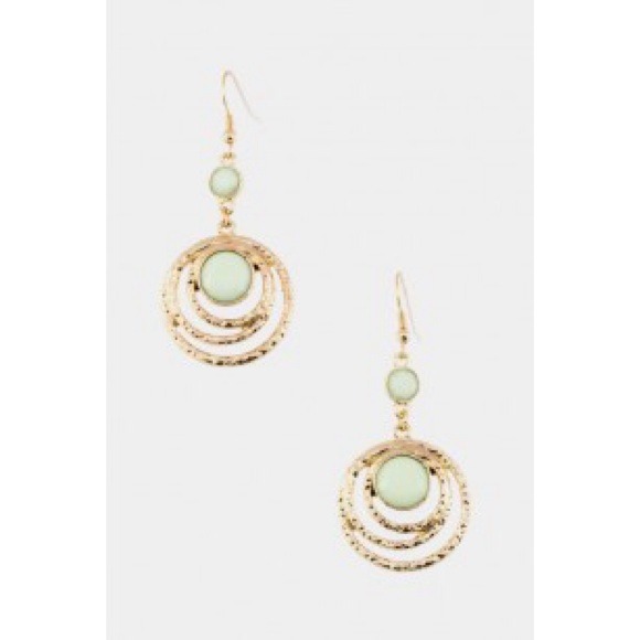 Brand new pastel green and gold tone earrings