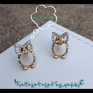 NEW super adorable owl cut-out studs