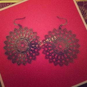 Brand New Pewter Filigree Earrings