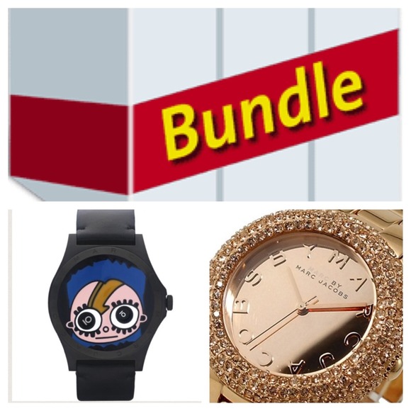 MARC JACOBS Bundle Rose Gold + Black Leather Watch