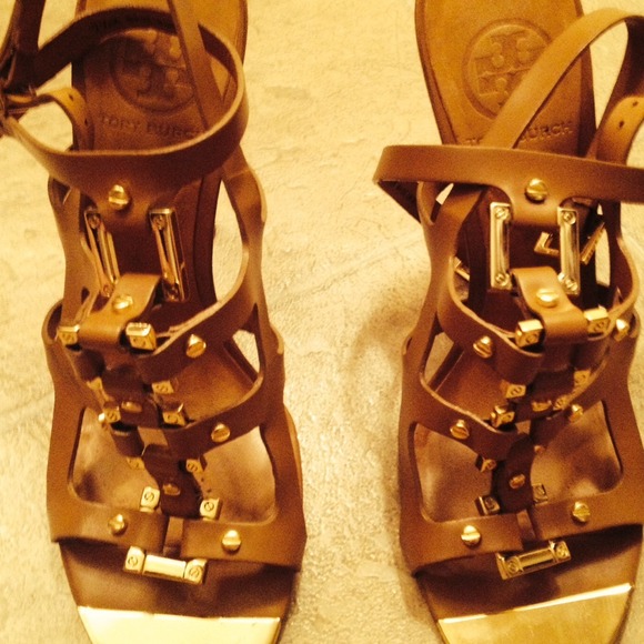 Tory burch gladiator heels - luggage brown