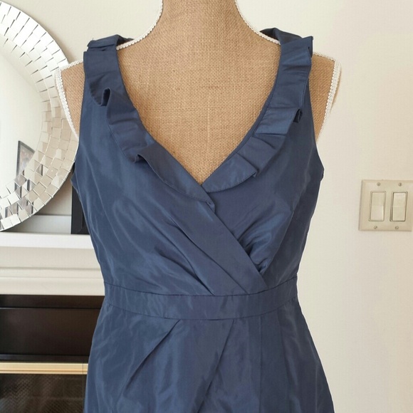 J. CREW Silk Blue Blakely Taffeta Dress bridesmaid - Picture 2 of 3