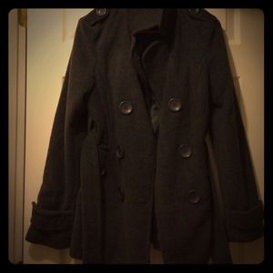 Grey collared peacoat!