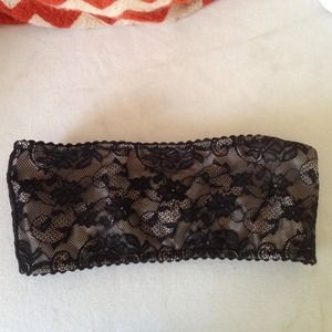 Black lace nude bandeau top small