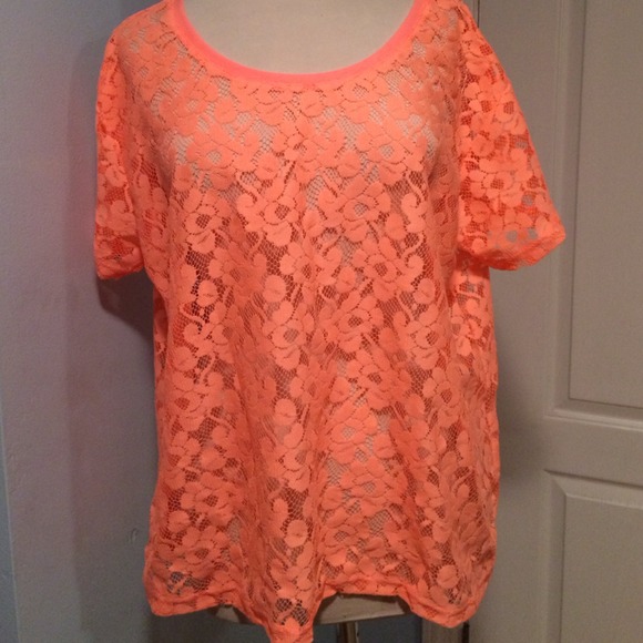 Neon orange lace top
