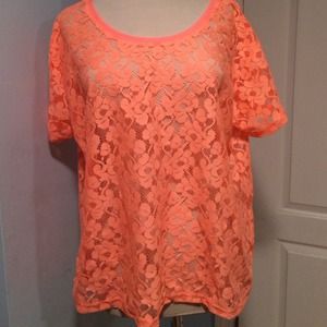 Neon orange lace top