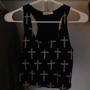 Cross print crop top