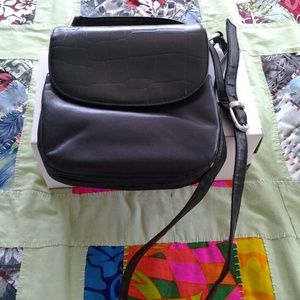 Black Leather Crossover Purse