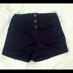 Super Sexy High Waisted Black Silk Shorts, size 4