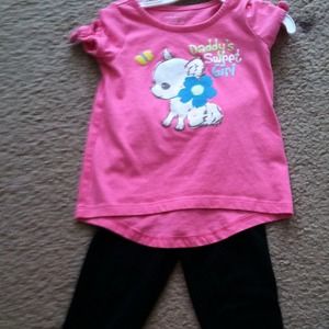 Pink sparkle tunic and black leggings