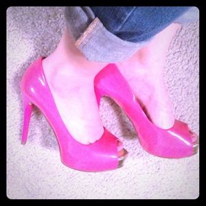 Guess Pink Peep Toe Heels