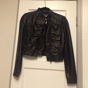 Balck pleather jacket.
