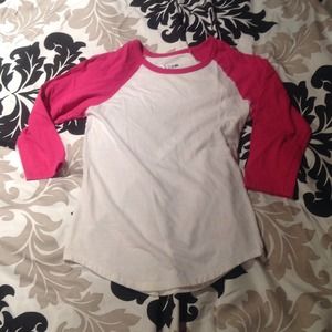 Pink and White Baseball Tee
