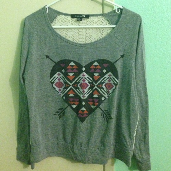 Grey tribal lace long sleeve