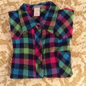 3/4 length sleeve button up flannel