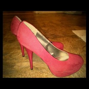 Red fabric heels