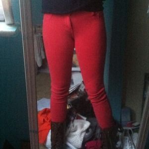 Red jeggings from wet seal
