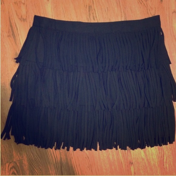 Chiffon Fringe Mini Skirt