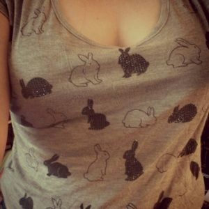 Grey Bunny Crop Top