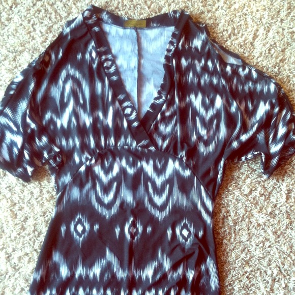 Tribal Maxi with Cold Shoulder and Dolmain Sleeves