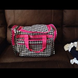 Hot Pink Houndstooth Print Sport Bag