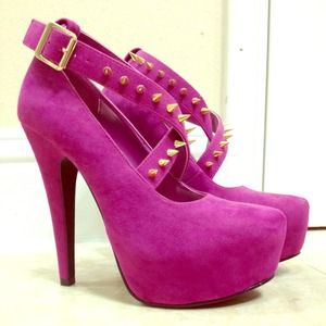 Bakers 'Adina' Suede Studded Fuchsia Heels
