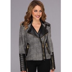 Vince Camuto Zipper Tweed Moto Jacket