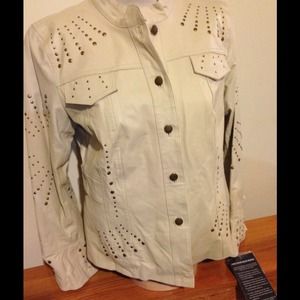 NWT Pamela McCoy Leather Studded Jacket 1X