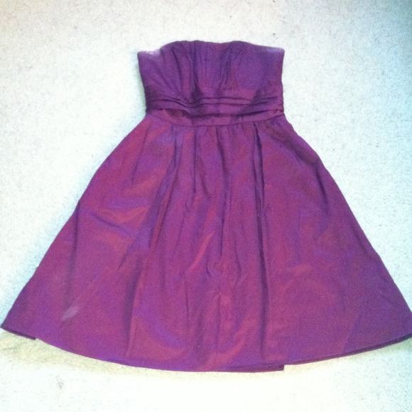 Wine red David's Bridal bridesmaids dress.