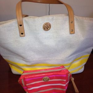 Tory Burch tote with make up bag Bundle