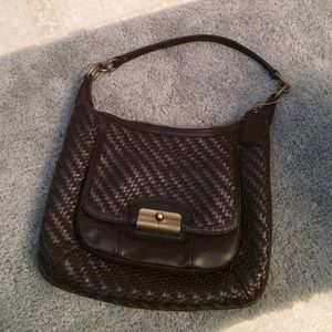Authentic Coach Brown Woven Leather Bag.