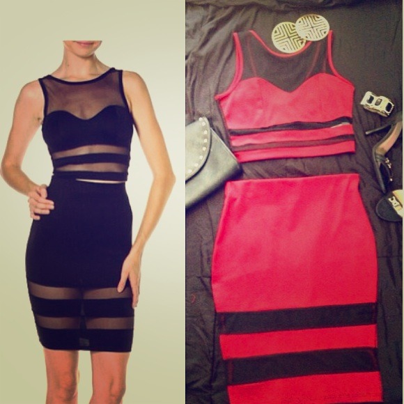 Black and burgundy two piece set