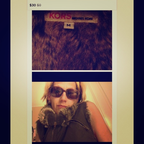 michael Kors faux fur lined brown vest