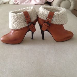 Dolce vita brown fur bootie heels sz 6.5 shoes
