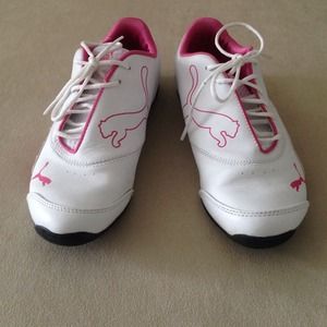Puma tennis shoes rhinestone bling white pink 6.5