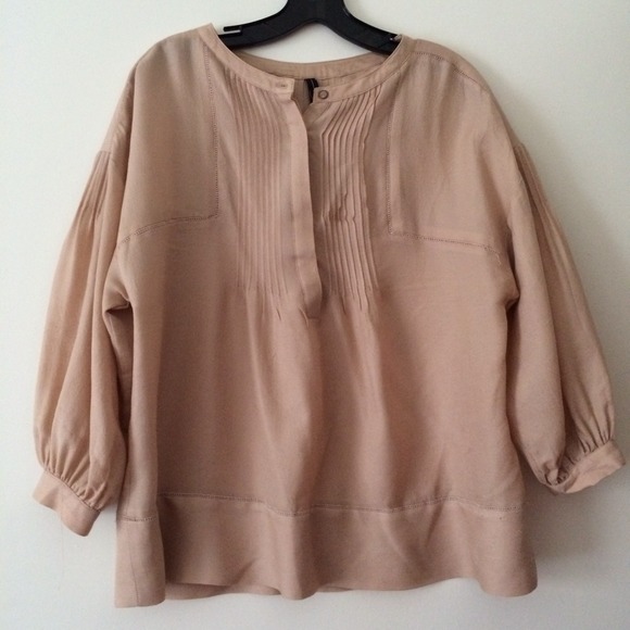 Mango Blush Nude Blouse Top