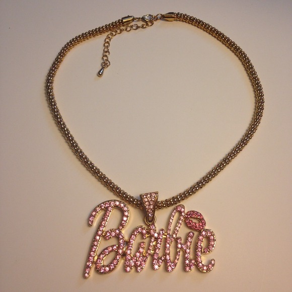 Gorgeous pink crystal gold toned barbie necklace!