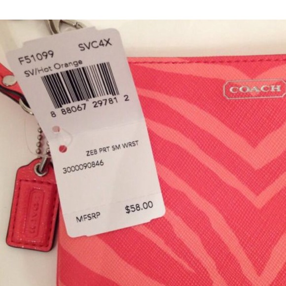 Coach Zebra Wristlet. Hot orange - Picture 4 of 4