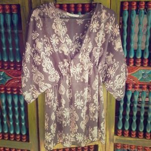 Gray Sheer Empire Waist Top