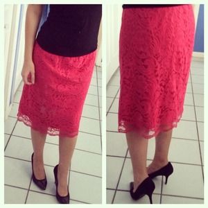 💕on hold for Holly💕Hot pink lace pencil skirt