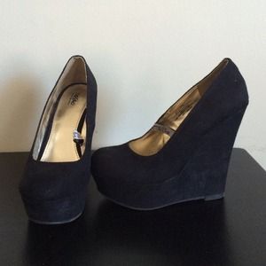 Black Suede Wedge Heel