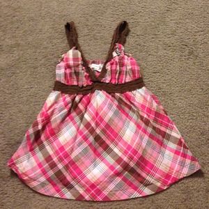 Super Cute Plaid Pink and Brown Tank Top!!